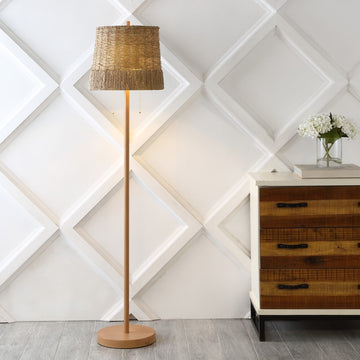 Ocata 61" Coastal Bohemian Iron/Rattan LED Floor Lamp with Pull-Chain - JONATHAN Y